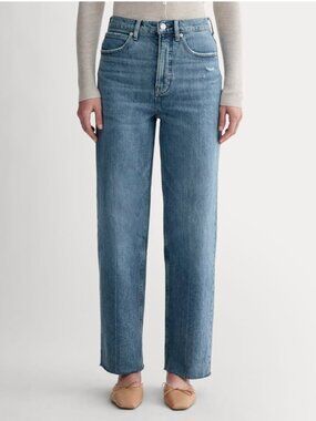 Everlane The Way High Jean, Size 28, Light Medium Blue "Distressed"